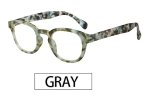 画像1: 141-7モザイク柄老眼鏡グレー　度数選べます　高品質　レトロデザイン　シニアグラス　リーディンググラス (1)