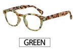 画像1: 141-7モザイク柄老眼鏡グリーン　度数選べます　高品質　レトロデザイン　シニアグラス　リーディンググラス (1)